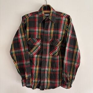 Vintage FIVE BROTHERS plaid flannel heavyweight SMALL made in usa shirt